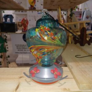 Blue Hummingbird Feeder